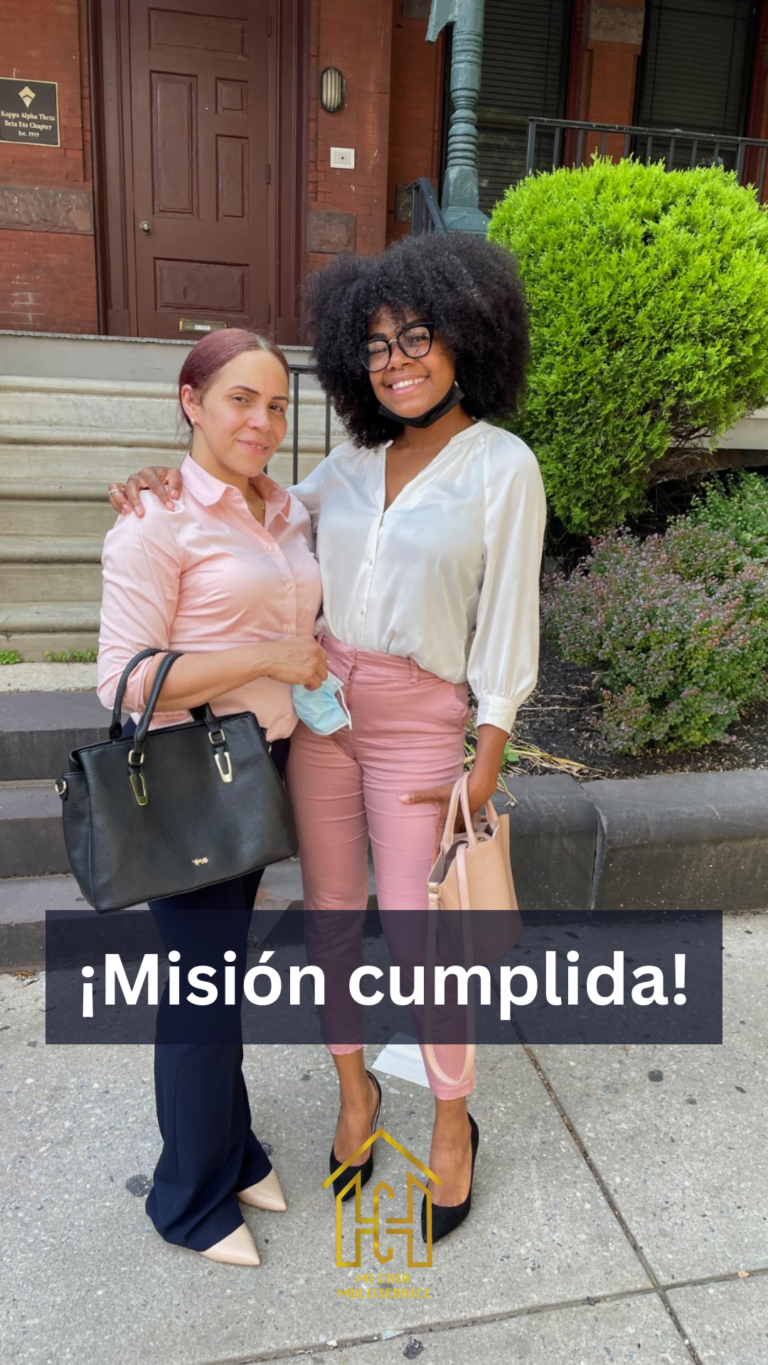 Mi Casa Multiservice client celebrating a completed immigration process
