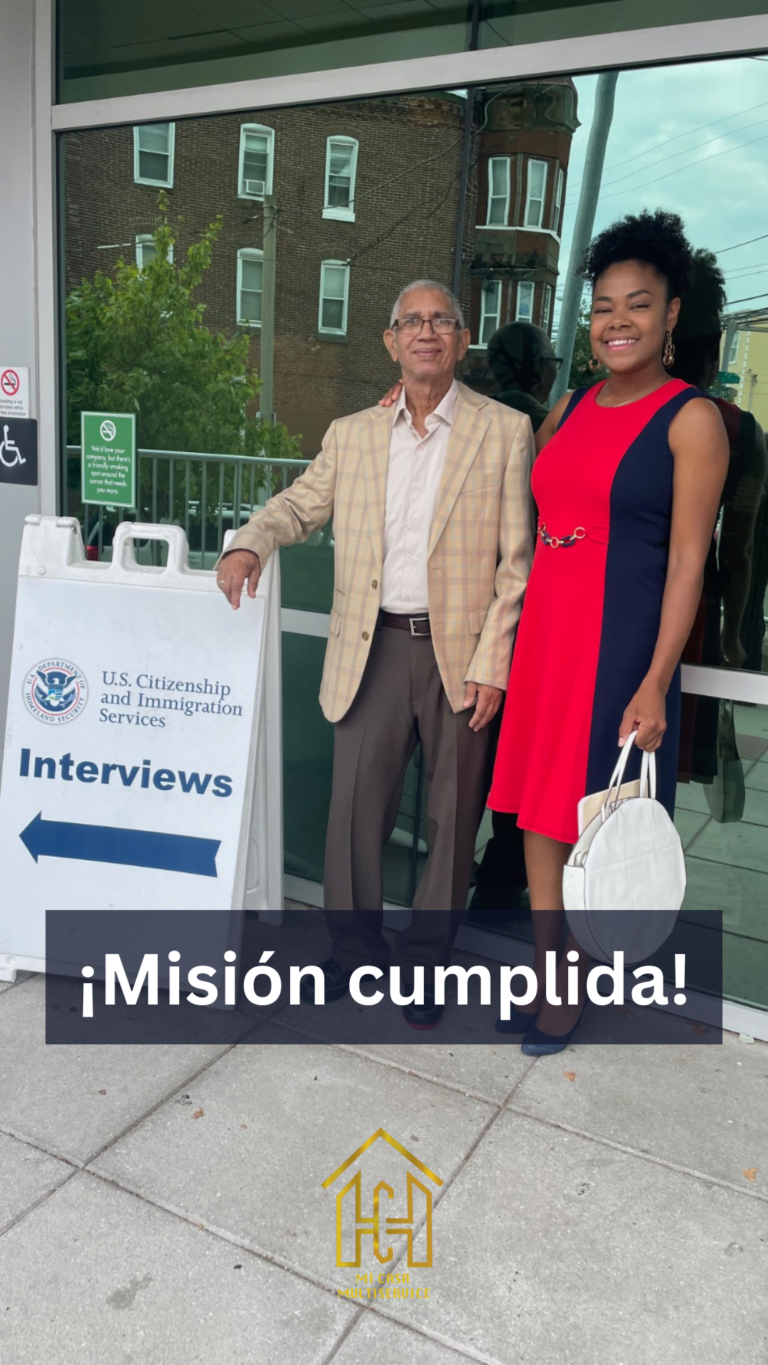 Mi Casa Multiservice client celebrating a completed immigration process